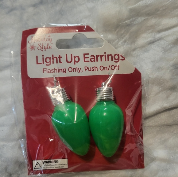 Holiday Flashing Christmas Bulb Light Up Earringsflashing Only Push